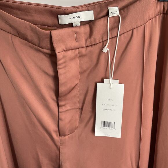 VINCE Satin Silky Luxurious Gold Rose XL Wide Leg Pants Office Party Evening - Picture 10 of 14